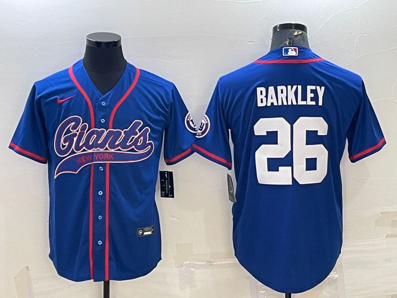 Men New York Giants #26 Barkley Blue 2022 Nike Co branded NFL Jersey